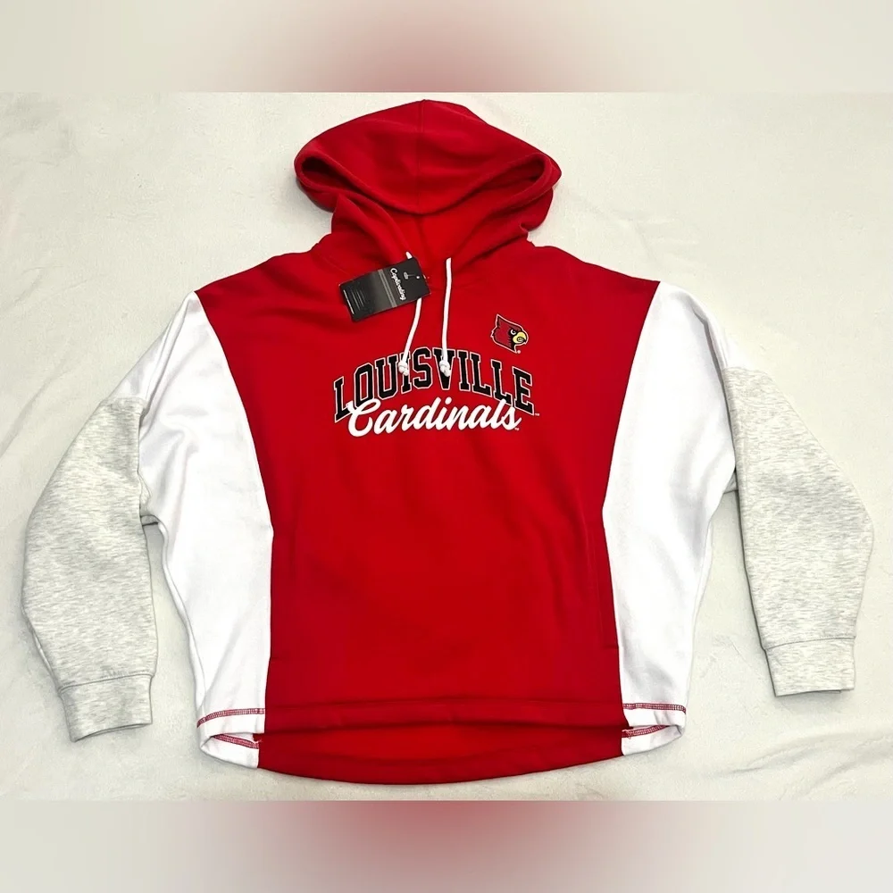 Louisville Cardinals Women’s Captivating Red White Gray Hoodie Sweatshirt